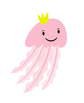 Pink cartoon jellyfish