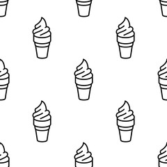 Seamless ice cream icons pattern on white background