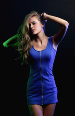 Portrait of dancing girl on disco party