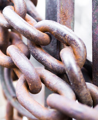 barrier in a field on the lock with a chain