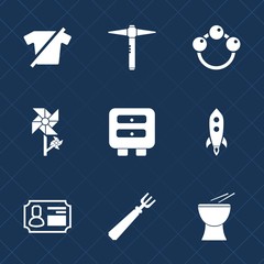 Premium set with fill icons. Such as work, floral, hammer, clothing, t-shirt, infant, fashion, petal, card, blossom, baby, shirt, music, childhood, construction, fork, drawer, toy, pink, summer, spoon