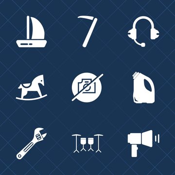 Premium set with fill icons. Such as microphone, screwdriver, sea, sign, sail, wood, picture, boat, toy, wooden, wrench, rocking, no, work, sound, sailboat, spanner, cute, camera, kid, construction