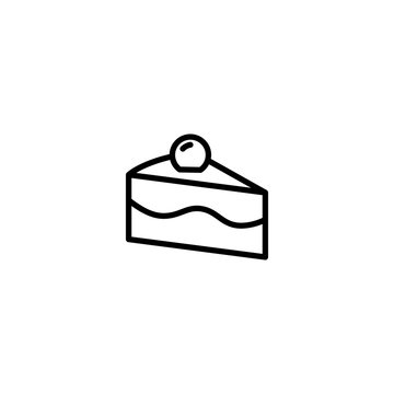 Line Piece Of Cake Icon On White Background