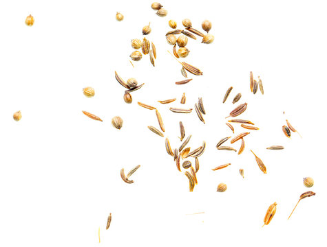 Sesame seeds with bread on white background