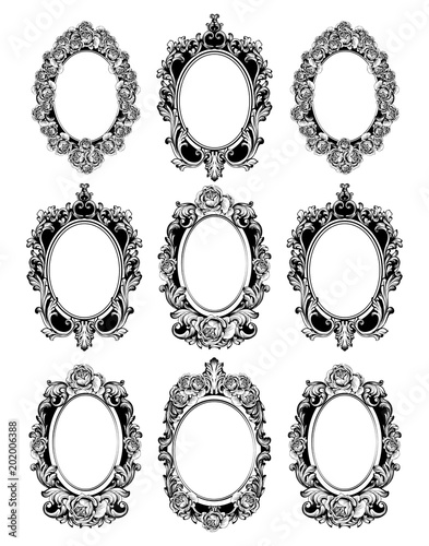 Vintage Mirror Frames Set Vector Collection Of Round Vintage Mirror Frames Set Vector Collection Of Round Design Elements