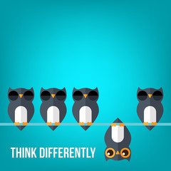 Think differently - Being different, standing out from the crowd -The graphic of owl also represents the concept of individuality , confidence, uniqueness, innovation, creativity.
