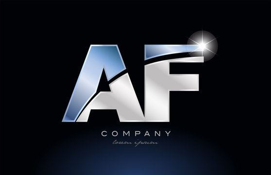 metal blue alphabet letter af a f logo company icon design