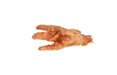 Fried chicken feet isolated on white background. Street food in thailand.