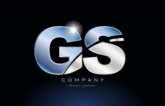 metal blue alphabet letter gs g s logo company icon design