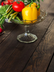 Organic vegetables - healthy food (fresh vegetable set).  Food background