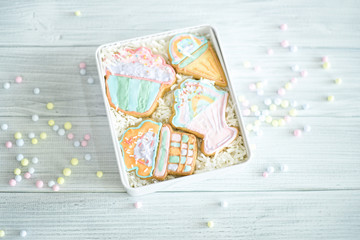Pastel theme decorated sugar cookies box set gift - cupcake, ice-cream