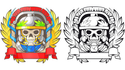 legionary illustration, painted emblem design

