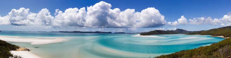 Crédence en verre imprimé Whitehaven Beach, île de Whitsundays, Australie Vue aérienne de Hill inlet avec lagon tropical et plage de Whitehaven au loin. Île Whitsunday, Queensland, Australie