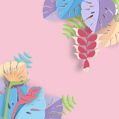Tropical leaf  paper art graphic Background