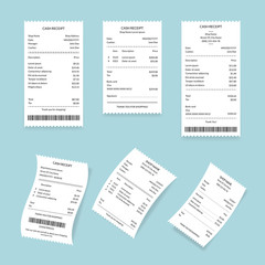 Cash Register Receipts Set. Vector