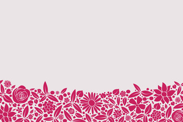 Beautiful frame made of hand drawn flowers and copyspace. Vector.