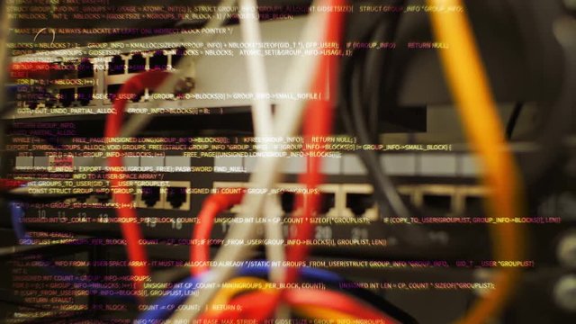 Operating server with connected cables.