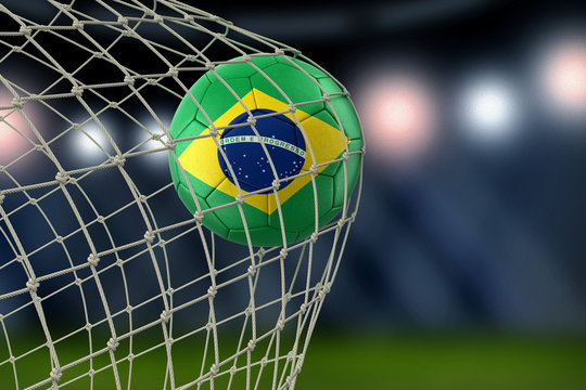 Brazil soccerball in net