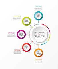 Multicoloured infographic template with business icons and options. Vector.