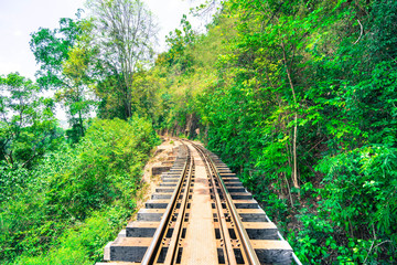 Fototapeta na wymiar railroad tracks or trail moving