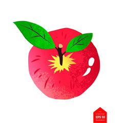Top view illustration of red apple