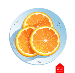 Top view illustration of slices of orange