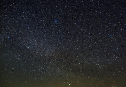 Night sky with a bright star of the Milky Way. View of the starry space