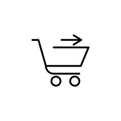 Shopping cart with arrow in the right