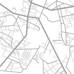 Map of the city, locality. Grey scheme on a white background. GPS navigation, along the road and streets. Flat vector cartoon illustration. Objects isolated on white background.