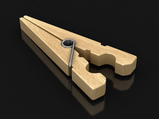 Wooden clothespin. Image with clipping path