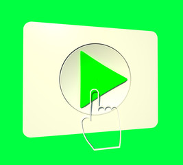 start button 3D illustration on green color background. Collection.