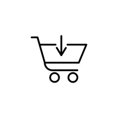 Shopping cart with down arrow sign