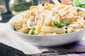 Macaroni salad with ham and other