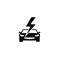 Fast Car. Flat Vector Icon. Simple black symbol on white background
