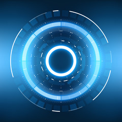 Futuristic Sci-Fi Virtual Reality Technology HUD Circle Element. Abstract Background