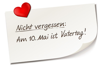 Vatertag Termin 2018 - Haftnotiz Zettel mit Herz 