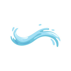 Blue water wave splashing vector Illustration on a white background