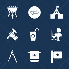 Premium set with fill icons. Such as national, grilled, juice, business, engineering, replacement, substitute, fruit, desk, drink, barbecue, bbq, concept, grill, fire, towel, grilling, tool, foreman