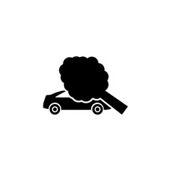 Traffic Accident Tree Fell the Car. Flat Vector Icon. Simple black symbol on white background