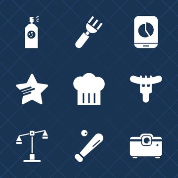 Premium set with fill icons. Such as meat, mobile, fast, shape, projector, silhouette, food, success, fork, balance, diagram, spoon, court, cook, justice, hot, web, baseball, hotdog, spray, law, lunch