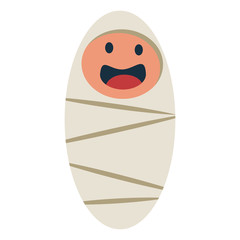 Cute baby newborn wrapped in a blanket. Vector cartoon icon isolated on white background.