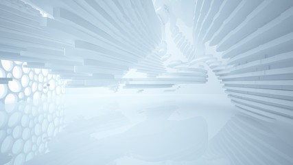 Obraz premium Abstract white parametric interior with window. 3D illustration and rendering.
