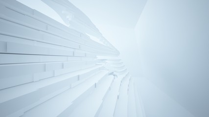 Obraz premium Abstract white parametric interior with window. 3D illustration and rendering.