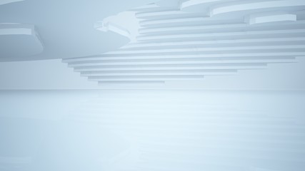 Abstract white parametric interior with window. 3D illustration and rendering.
