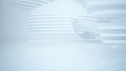Obraz premium Abstract white parametric interior with window. 3D illustration and rendering.