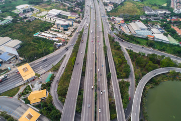 Cross ciy road junction aerial view