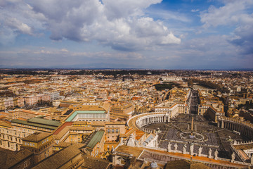aerial view of St. Peter's square and Vatican streets, Italy