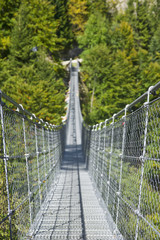 Tibetan suspension metal bridge / entrance of suspension metal bridge in Valli del Pasubio, Italy