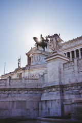 Naklejka premium National Monument to Victor Emmanuel II at Altar of the Fatherland with sunlight in Rome, Italy