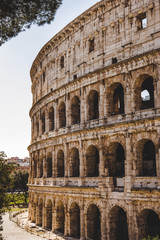 Fototapeta na wymiar historical ancient Colosseum ruins in Rome, Italy